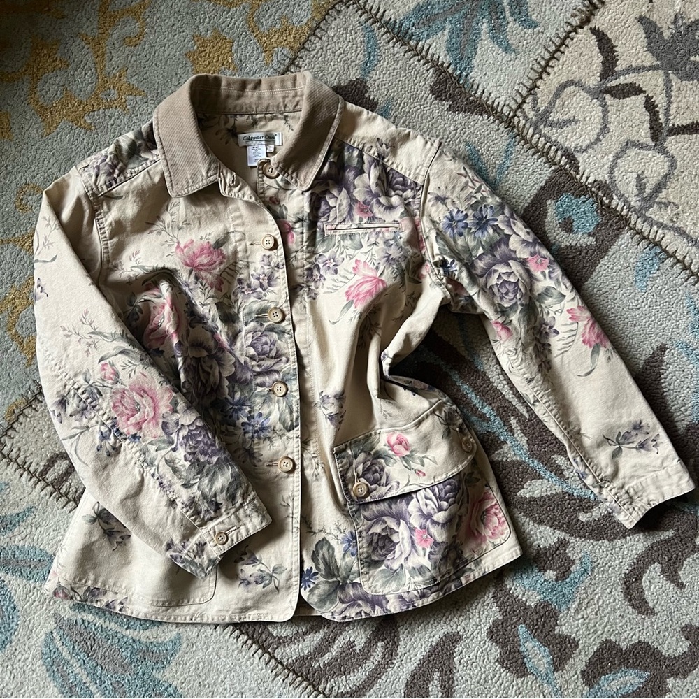 Y2K Coldwater Creek Floral Chore Coat/Barn Jacket, Petite Large